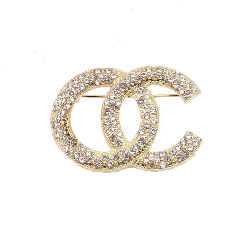 

2021 New Brand Designer Brooch Wild Double C Letter Light Luxury Full Rhinestone Brooch Pin CC brooch luxury, Custom color