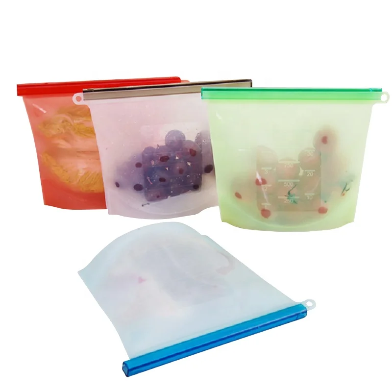 

Eco Friendly Zip-lock Leakproof Snack Reusable Silicone Food Storage Bag