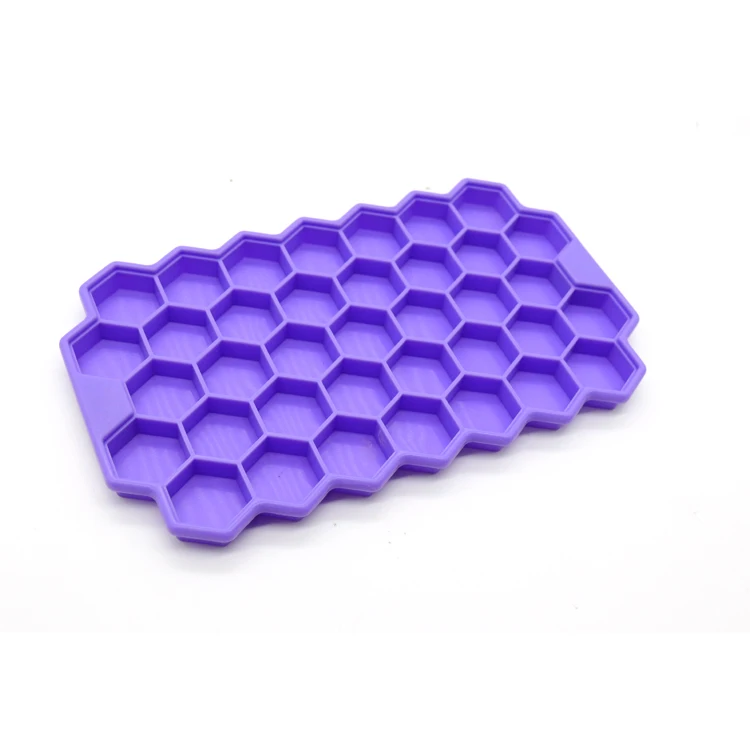 

Manufacturer Food Grade 37 Cavities Easy Release Silicone Ice Mold With Covering, Dark, pink, green, purple, blue