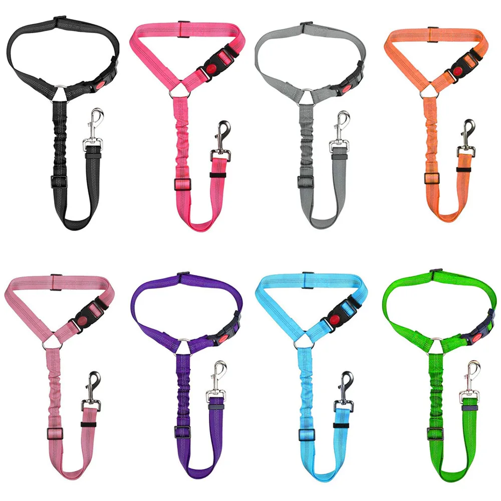 

Dog Seat Belt Adjustable Harness For Dogs Cats Safety Cables For Car Seat Belt Nylon Vehicle Seat Belts Pet Travel Products, Black, red, gray, rose red, blue, orange, pink,