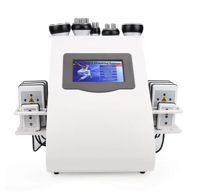 

Portable 6 in 1 40K 80K Ultrasonic Cavitation RF Vacuum Cavitation System Slimming Machine, White