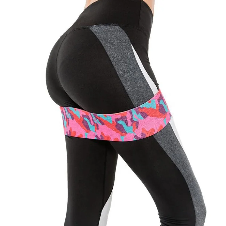 

Yoga Gym Exercise Fitness for Legs Glutes Booty Printed Custom Fabric Elastic Resistance Bands, Camouflage