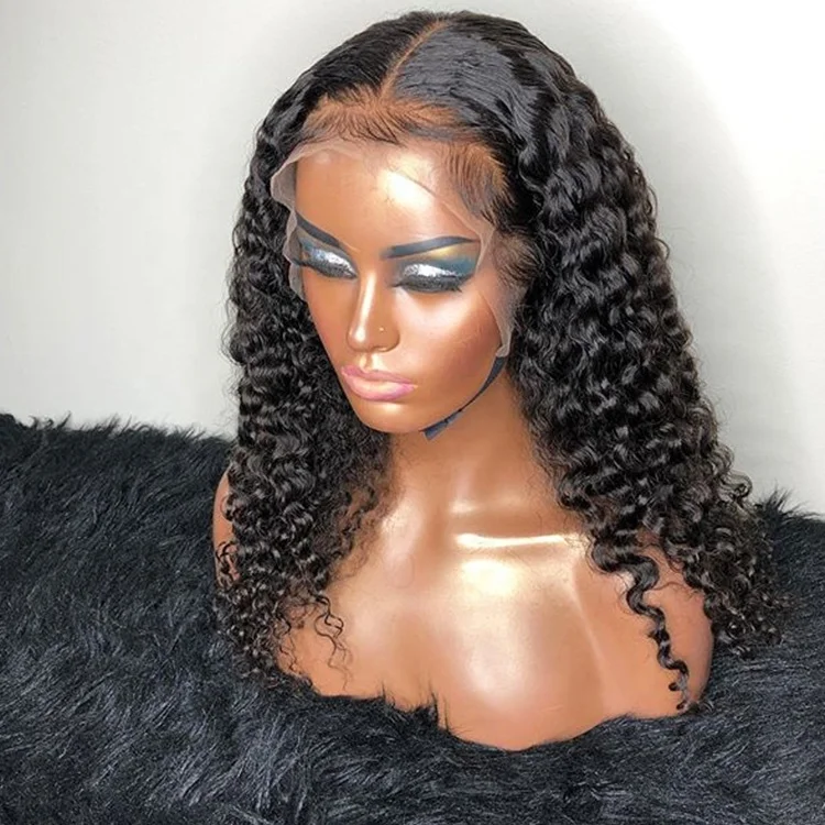 

16Inch Curly Front Lace Wig Human Hair, Lace Wig 100 Curly Brazilian Virgin,Raw Indian Lace Wig