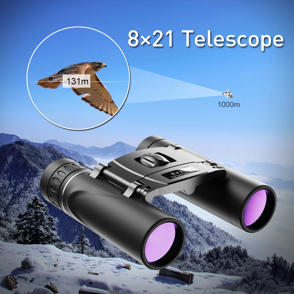 Amazon Best Selling 8x21 Small Binoculars Compact Lightweight Mini Pocket Folding Binoculars for Kids Adult
