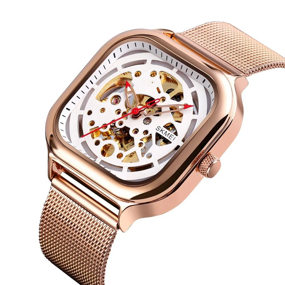 

skmei 9184 custom logo men stainless steel watch automatic luxury mechanical watch, Rose gold,gold,silver,black