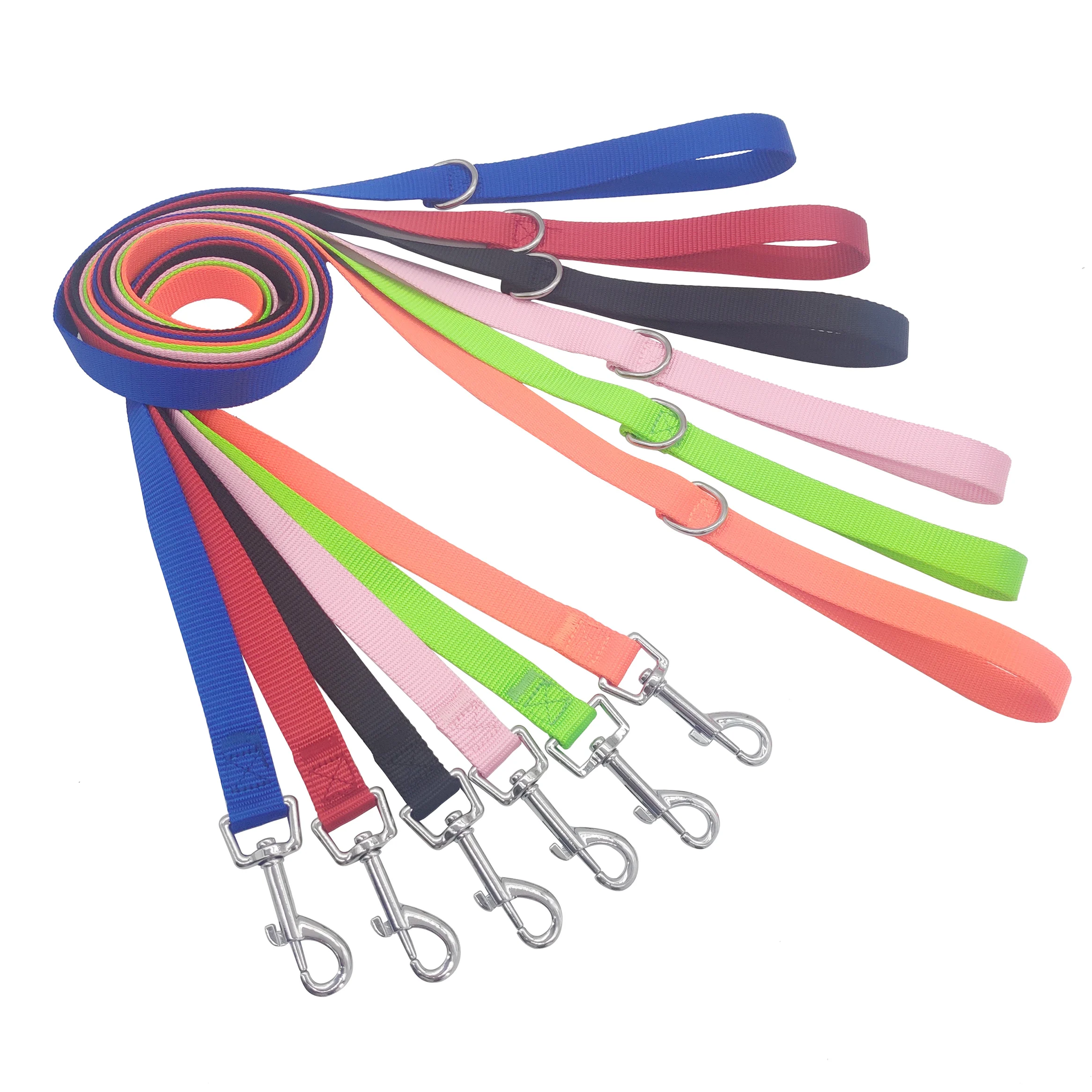 

2020 Best Selling Custom dog accessories Plain Nylon Dog Leash dog collars pet leads, Red/ black/ green/ blue/ pink/ orange