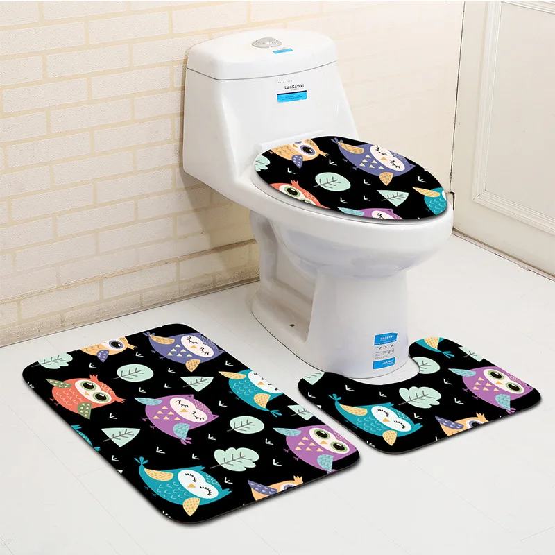 

DB 500MMx800MM 3 Piece Set Grey Printed Single Fleece Fablic Carpet Non Slip Memory Foam Rug Mats For Bathroom Toilet