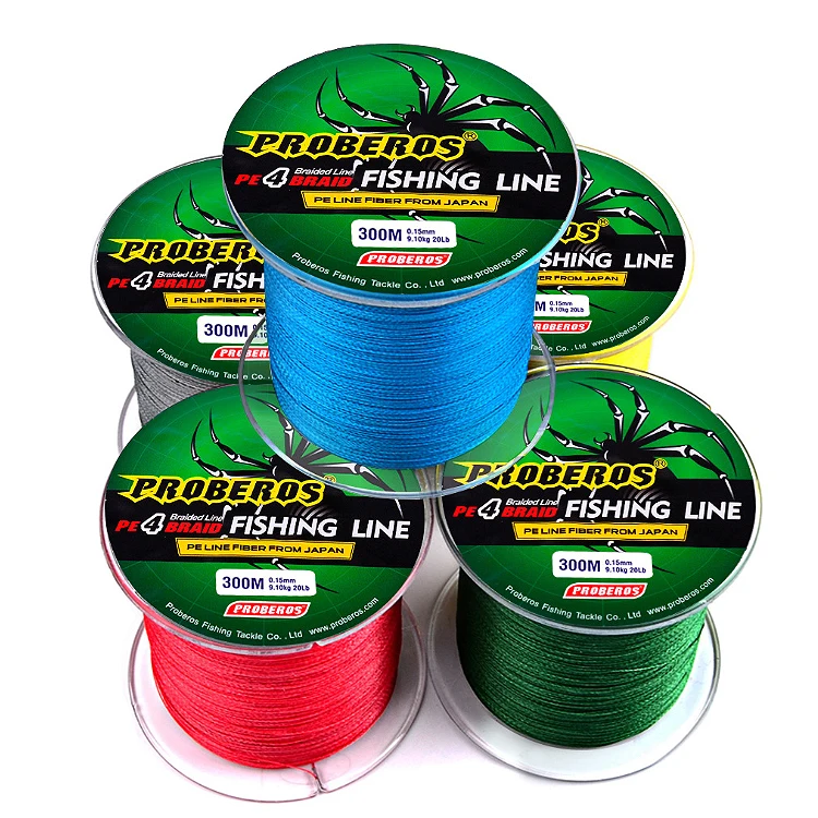

WEIHE 300M 4 braided colorfast 0.1mm-0.6mm multiple colour PE fishing line, 5 colors
