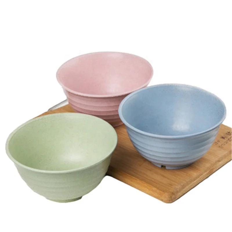 

Wheat Straw Large Durable Soup Bowl, Green/blue/beige/pink