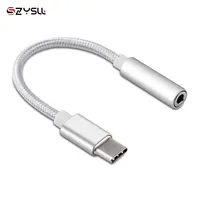 

Free Shipping Silver Nylon Braided Type c to 3.5mm Audio Adapter Earphone Cable USB 3.1 Type-C USB-C Male to 3.5 AUX Female Jack