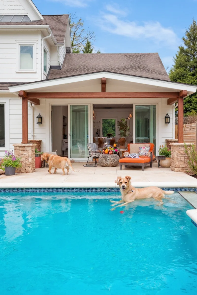 dog and cat friendly pool houses where luxury meets pet playtime