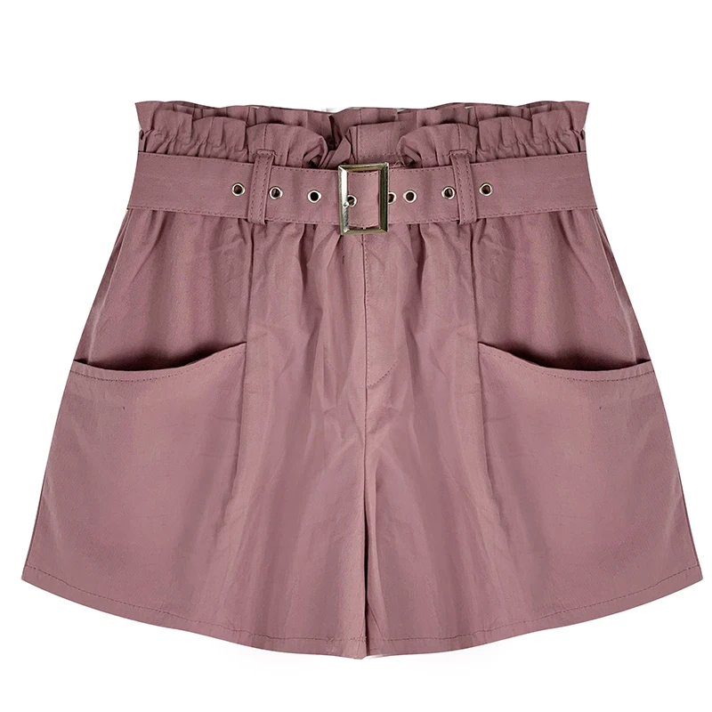 

Ladies summer shorts with high waist loose belt high quality lady's clohing