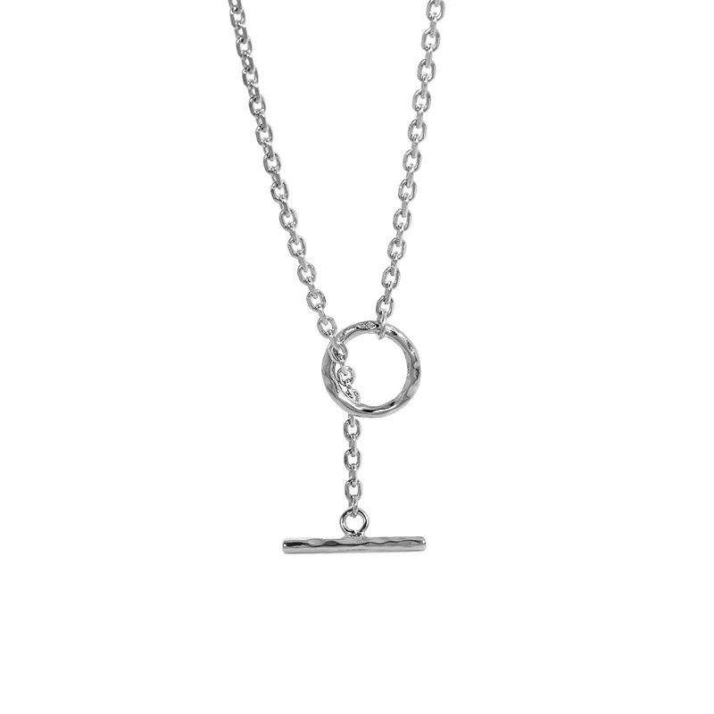 

VIANRLA 925 sterling silver ot buckle necklace rhodium plated simple chain necklaces