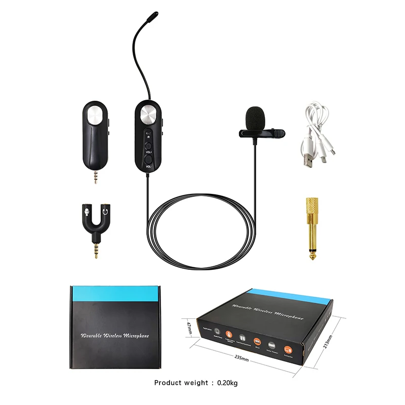 

Wireless Lavalier Lapel Microphone Omnidirectional Mic with Easy Clip On System Perfect for Recording Youtube