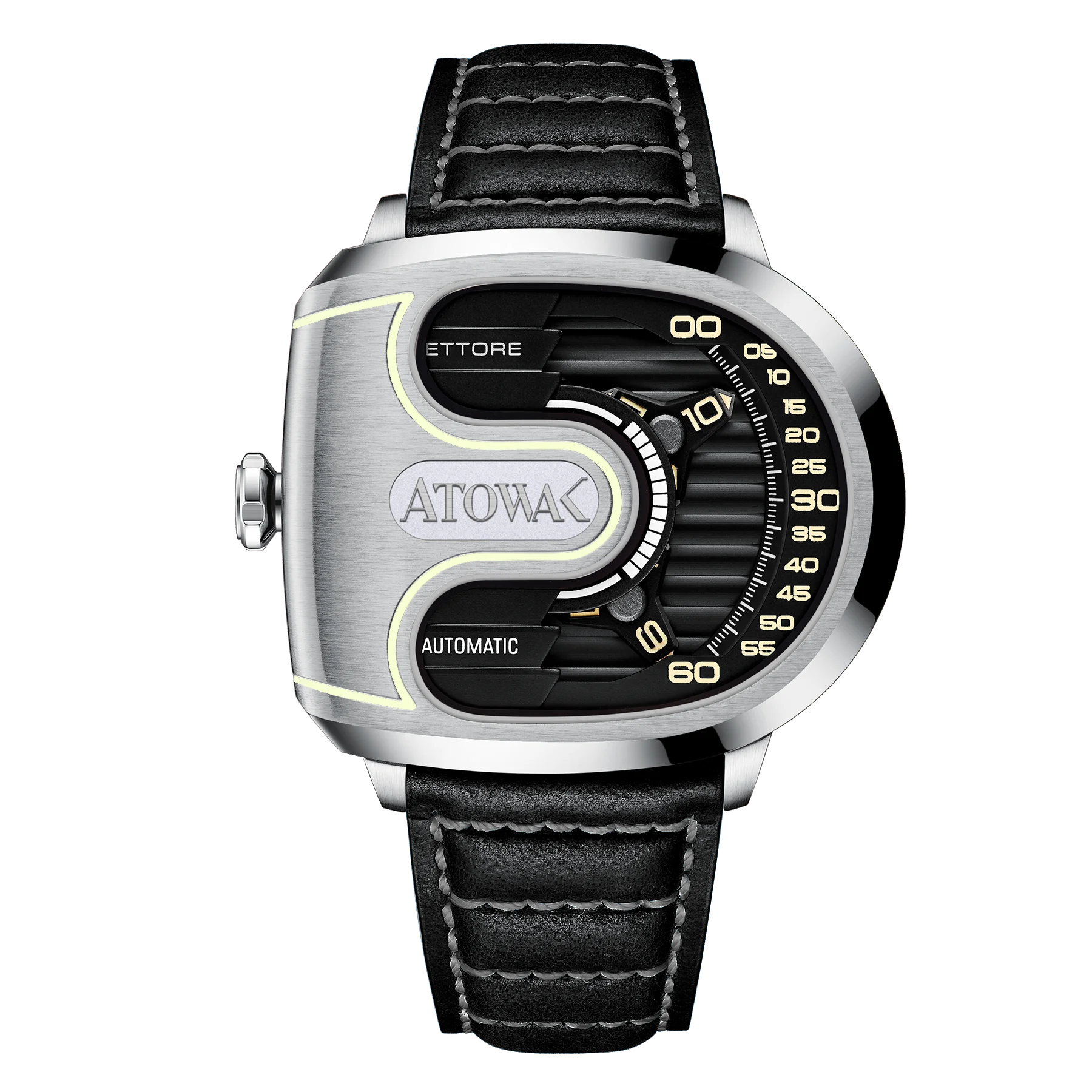 

ATOWAK Factory OEM Ettore Drift Unique design New Mechanical Swiss luminous display Wristwatches with Italian leather for gifts