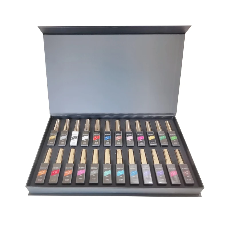 

New arrival Best selling nail art brush gel nail liner 24 colors set 10ml nail art gel polish