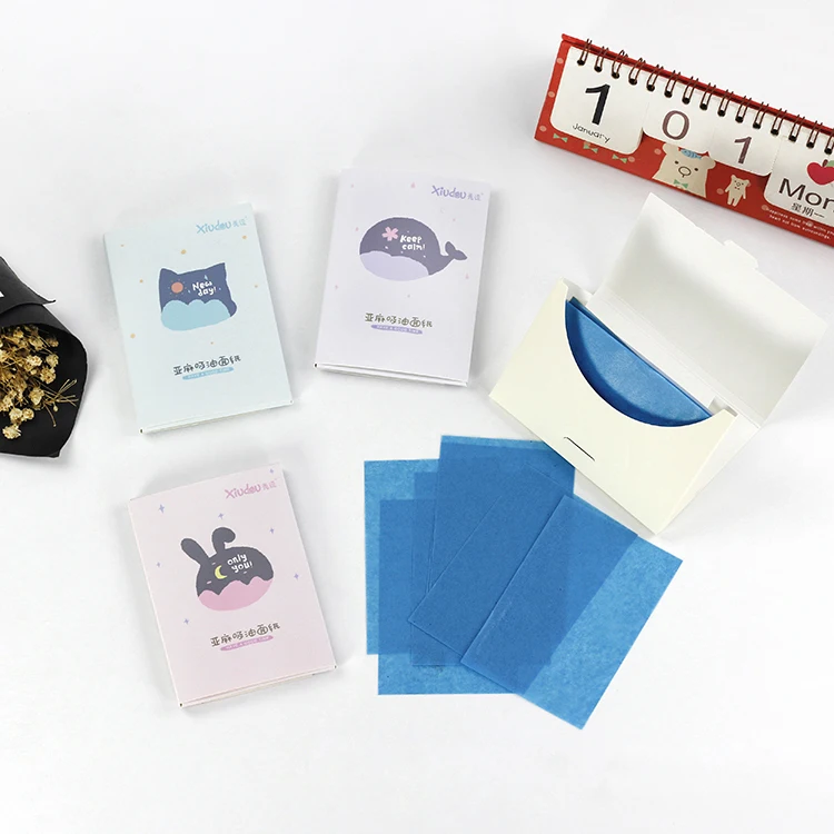 

Promotional Gift Facial Tissue Control Oil Blotting Oil absorbing Paper For Face, Blue