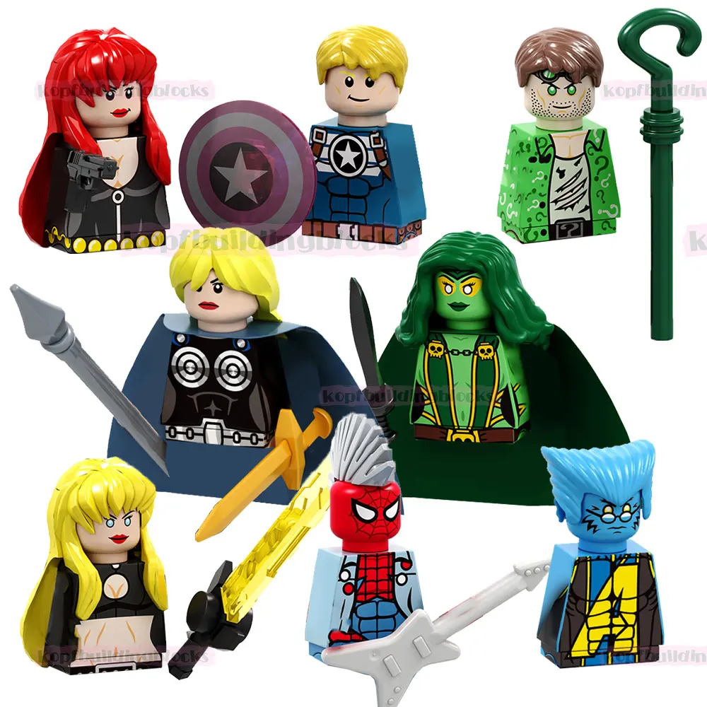 

PG8193 Valkyrie Secret Agent American Riddler Gamora Black Widow Spider-Punk Super Heroes Mini Bricks Building Block Figure Toy