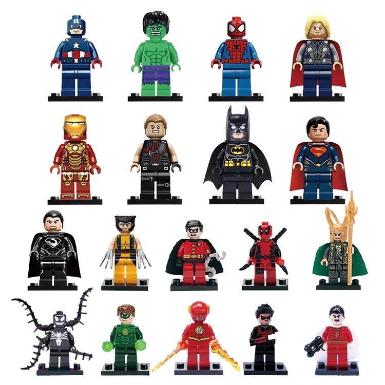 

Hot Sale Super Heroes Spider Bat Super Loki Man The Flash Mini Block Figures Toys For Kids