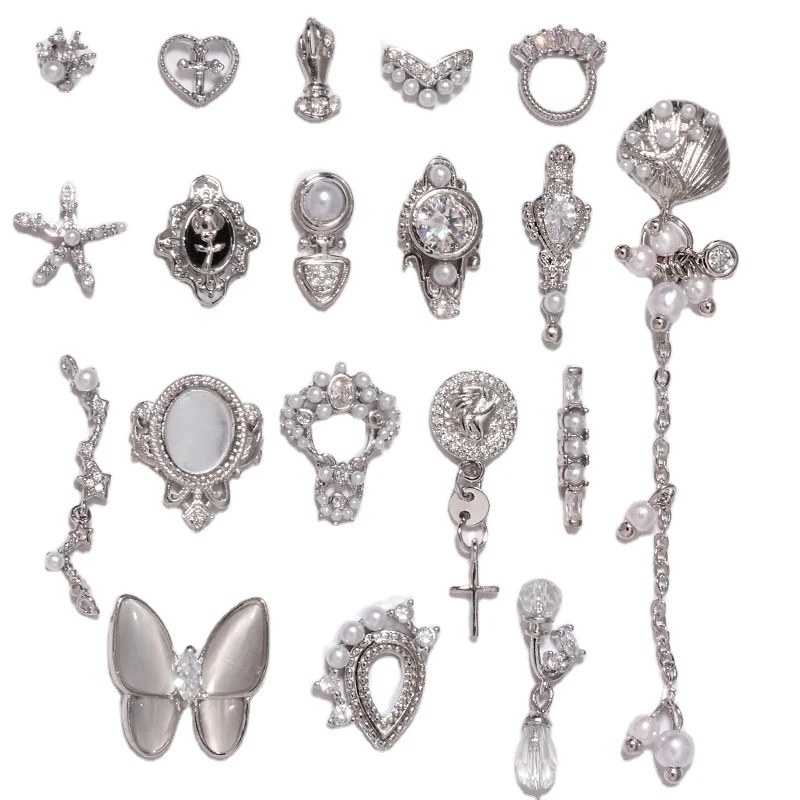 

Copper White Pearl Cubic Zircon 3D Nail Arts decorated Plated plated Color Beauty Diamond Nail Sticker Fashion Accessories