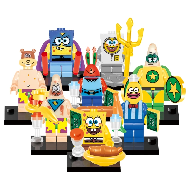 

Cartoon Anime Sponge Snail Seastar Sandy Bob Square Patrick Pants Mini Building Blocks Children Toys FL1002 EG18009