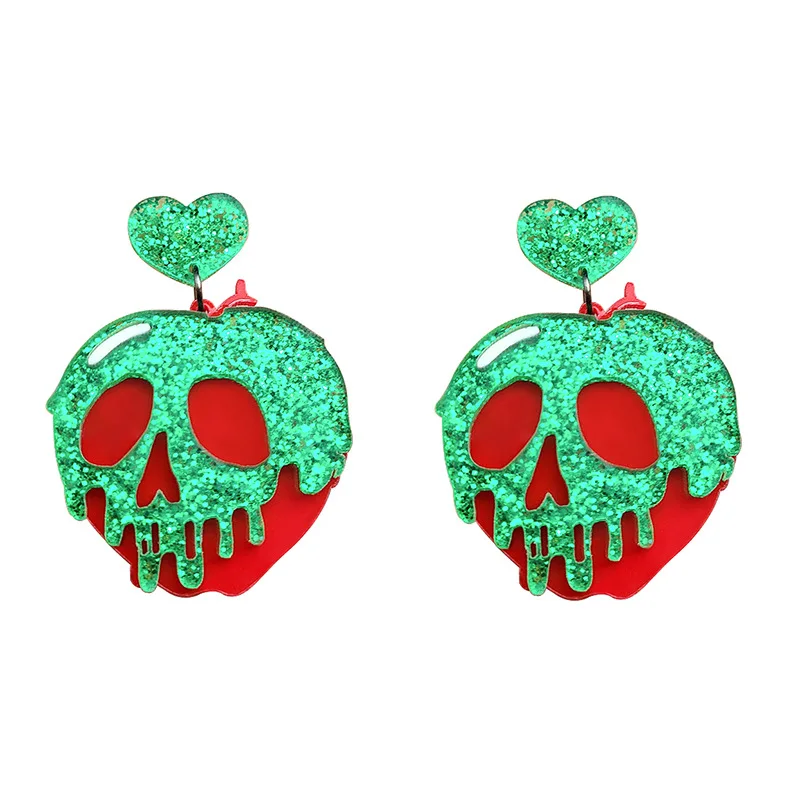 

New Arrival Skull Resin Earrings Halloween Acrylic Stud earrings Luxury Hypoallergenic Earrings for Women, As picture