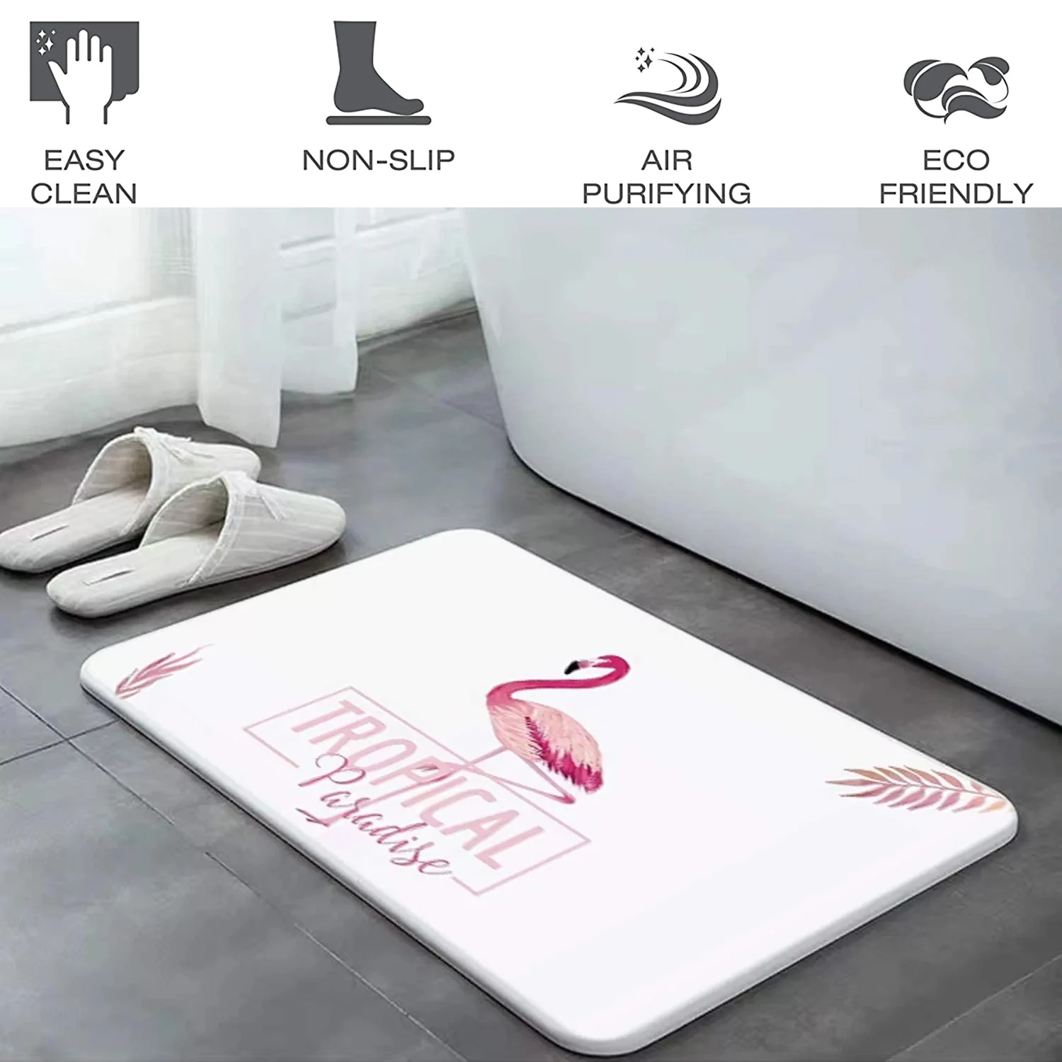 60x39cm Stone Bath Mat Non-slip Super Absorbent Diatomaceous Earth