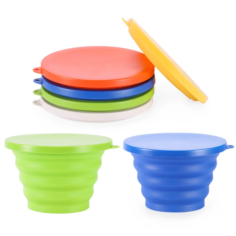 

Wholesale Travel Tableware 750ml Freezer Microwave Silicone Folding Bowl With Lid, Raw white/aueanti-acus/garnet red/royal blue/flouresc-ent green