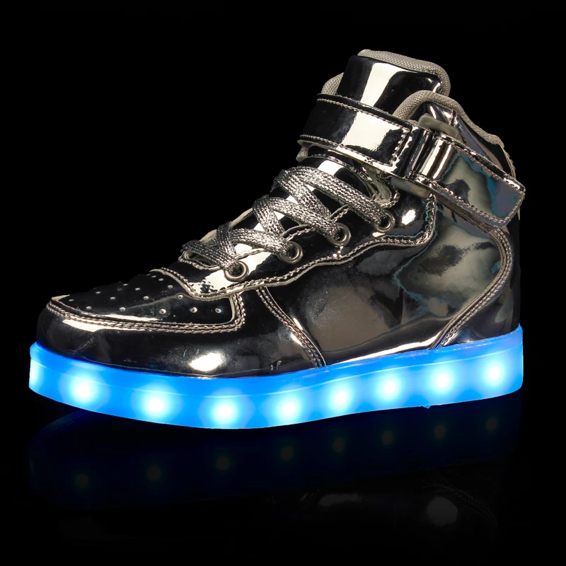 

2021 Kids Led Usb Charging Shoes Glowing Sneakers Children Hook Loop Luminous Shoes for Girls Boys Men Women Skate LED Shoes