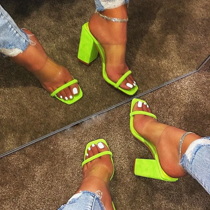 

Trending Street fashion slippers outdoor solid color sandals high heels, Picture