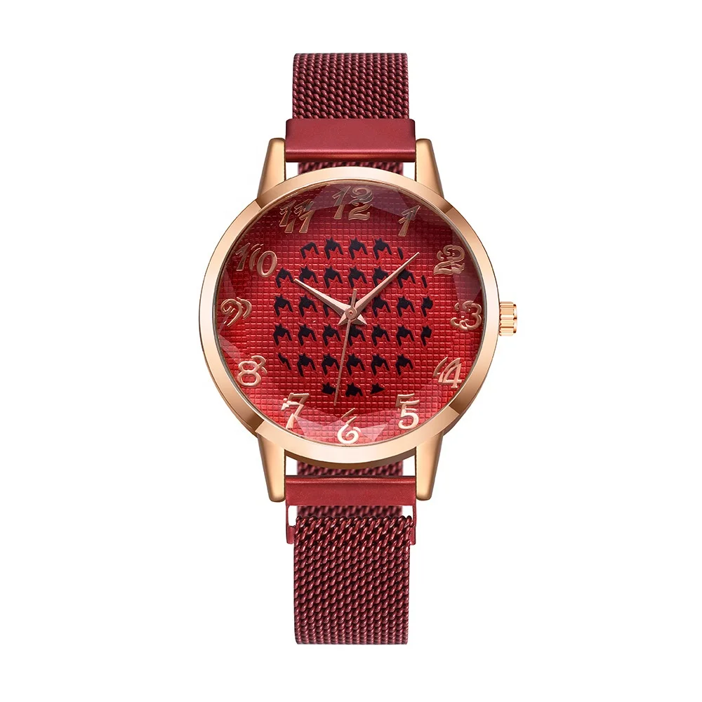 

Latest Creative TW775 Grid Bat Dial Watches Ladies Quartz Numbers Fancy Women Magnetic Watches Hot