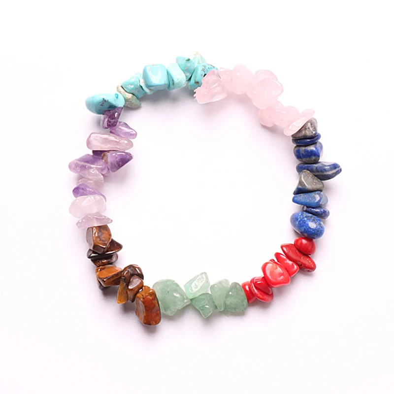 

Increase Communication Reiki Conquer Fear Tumble Polished Align Chakra Crystal Healing Chip Natural Gemstone Stretch Bracelets, Accept customization
