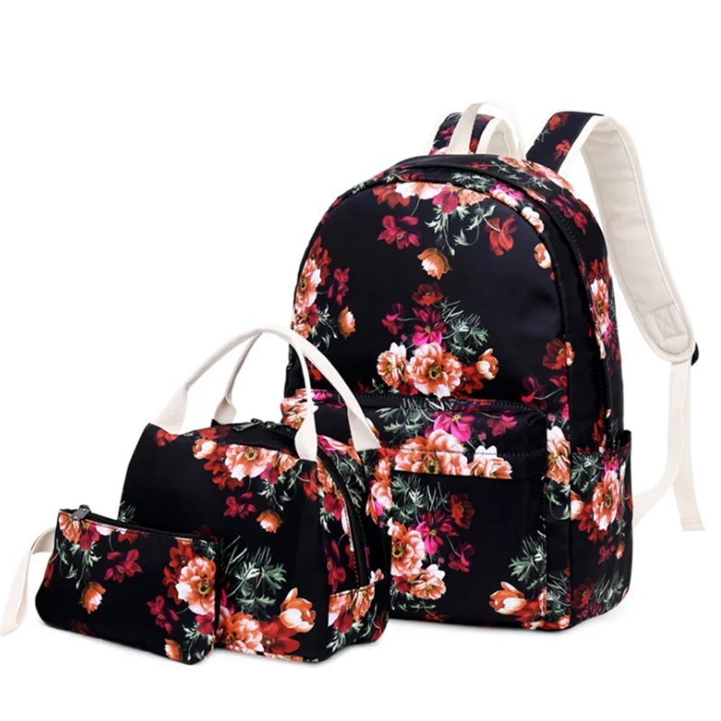 

Hot Sale Fashion For Teenager Four Color Three-piece Suit Nylon Material High Quality Waterproof Laptop School Backpacks