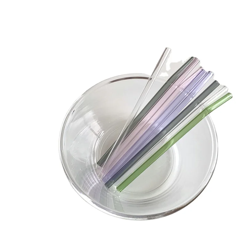 

custom reusable pyrex glass straw set and drinking straw glass, Customized color
