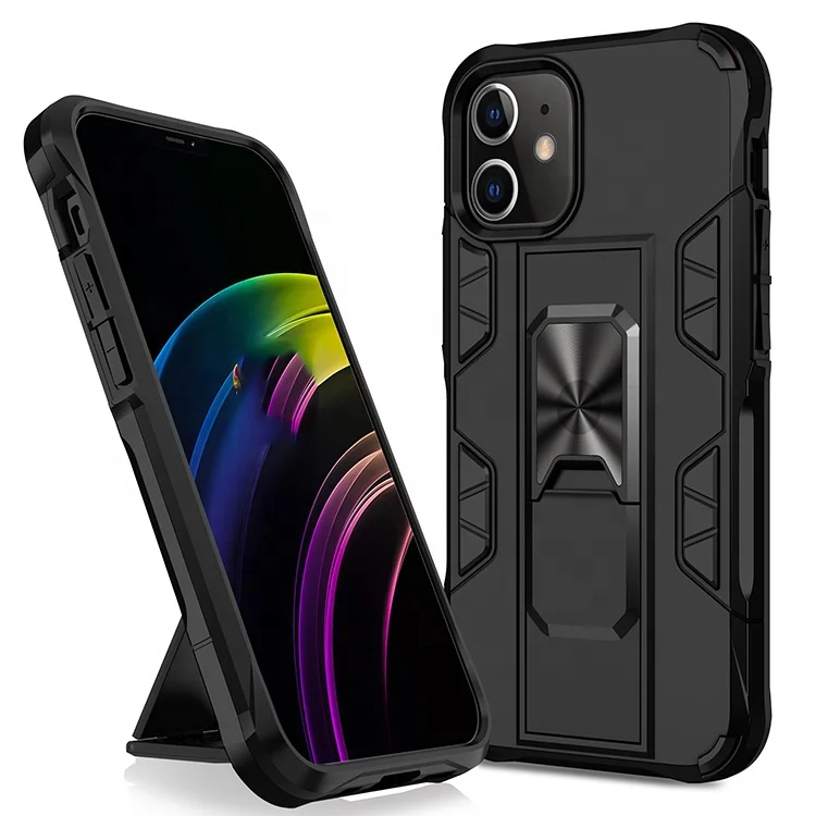 

Military Armor Shockproof Kickstand Phone Case Compatible with Magnetic Car Holder for iPhone 12 Pro Max, Black,blue,silver,red,blue,gold,rose gold