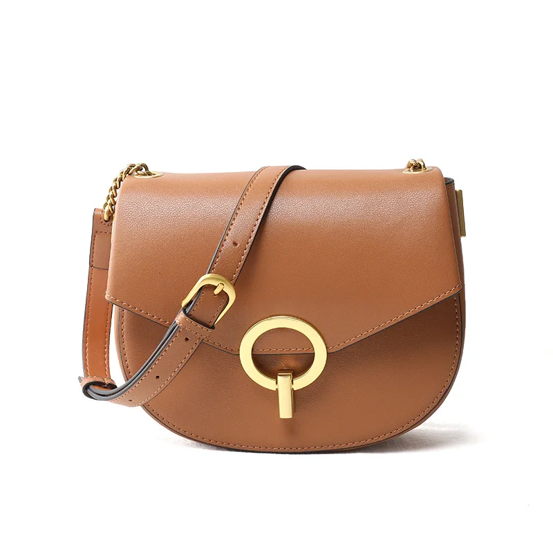

Hot sale 2020 new design genuine leather crossbody shoulder handbags saddle sling bags for women girls