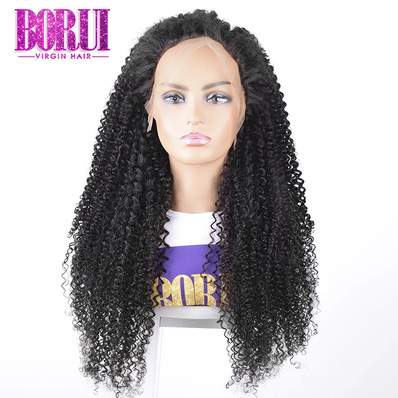 

Borui Hair Wholesale Vendor Kinky curly 13x4 Tranparent Lace Frontal Wigs Unprocessed Virgin Human Hair Wigs For Black Women