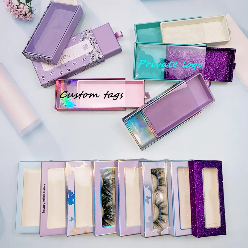 

custom made purple drawer clear valentine empty lash boxes
