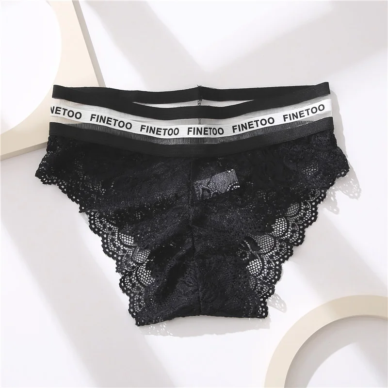 

FINETOO 2021 New Women Belt Waist Panties Sexy Lace Underwear Woman Lace Pantys Mesh Floral Lingerie Female Seamless Briefs M-XL