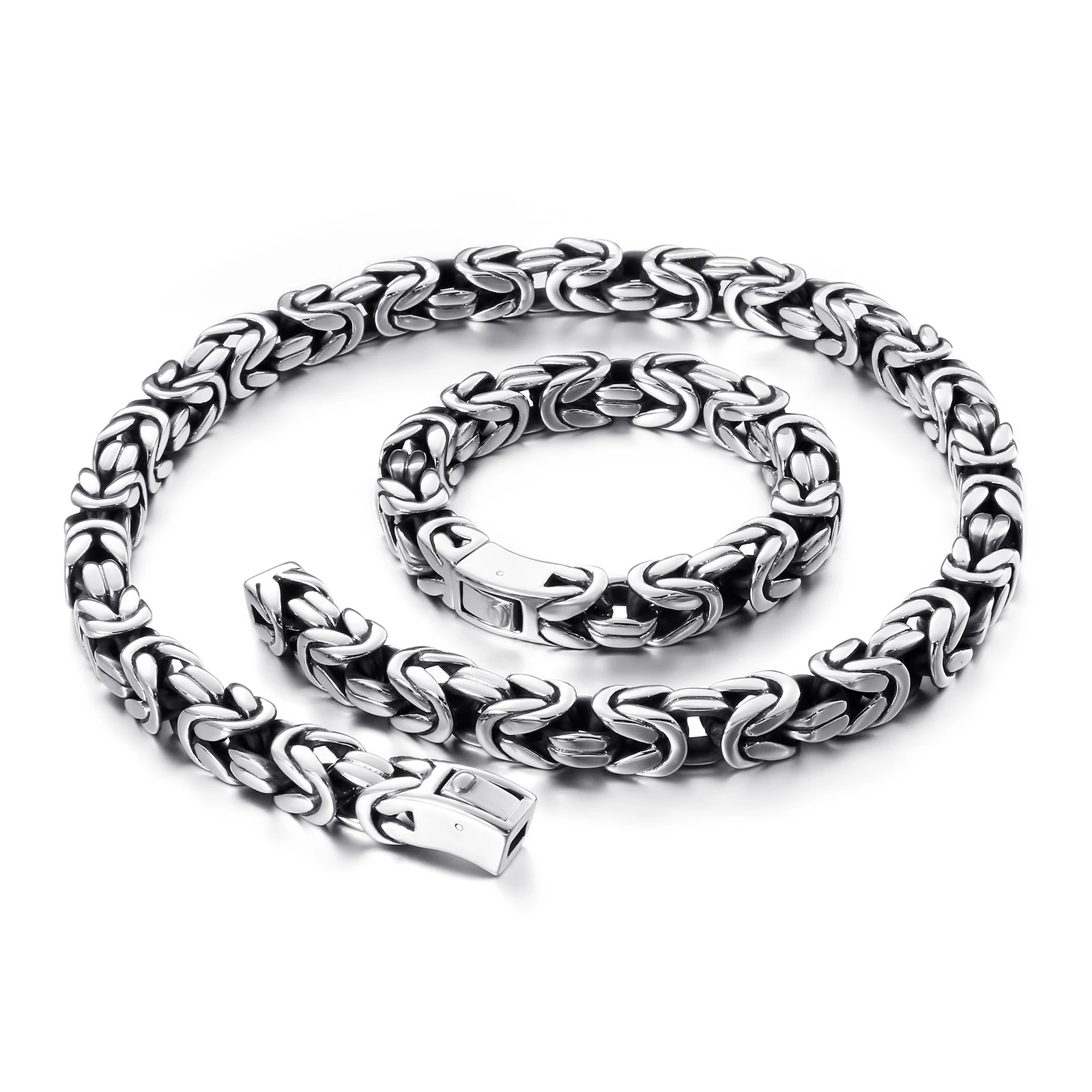 KALEN Hip-hop Charm Bracelet and Necklace Stainless Sets Men