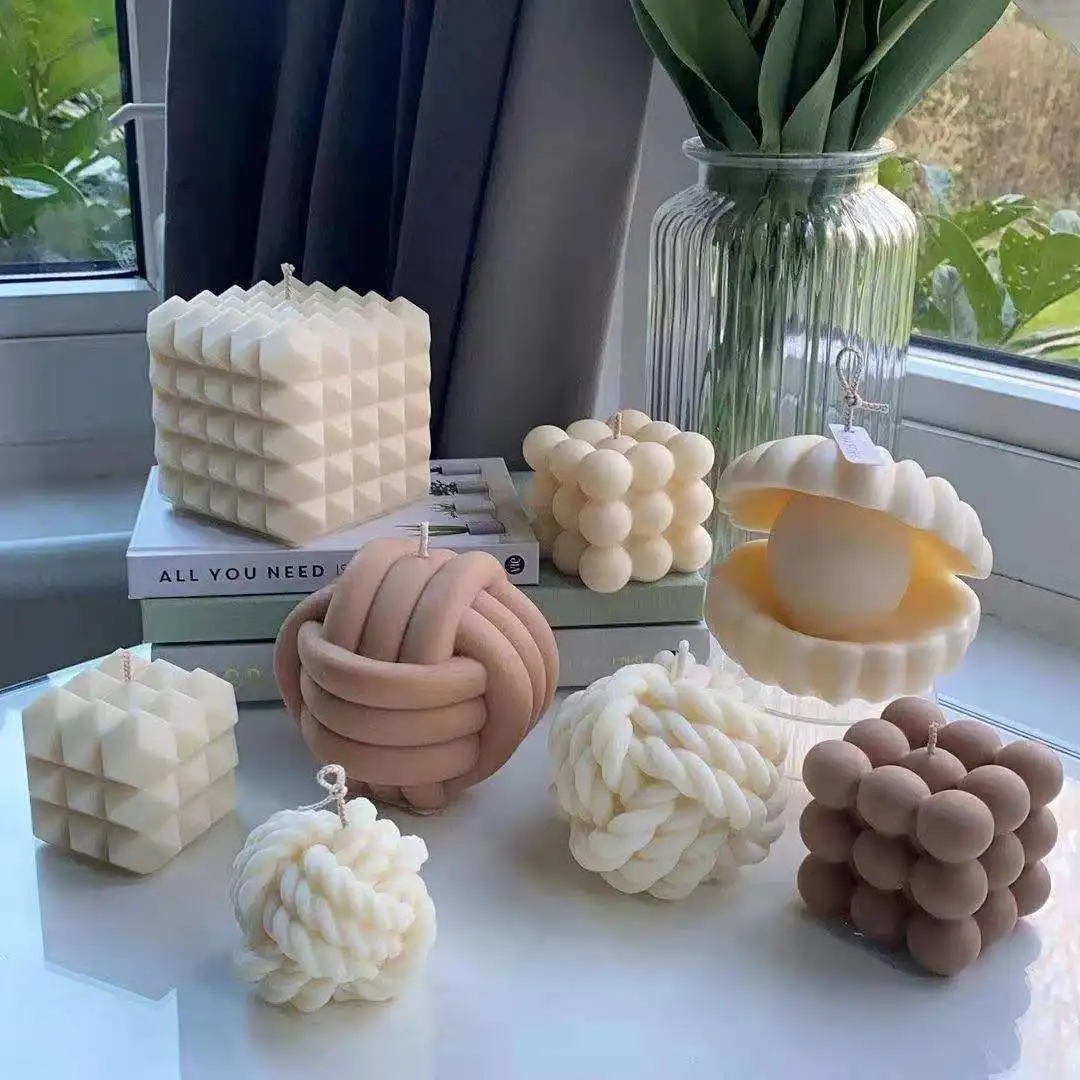 

Wholesale Cute Ball Square Candle Mold Knot Soap Molds Wax Resin Candle Moulds, White or any pantone color