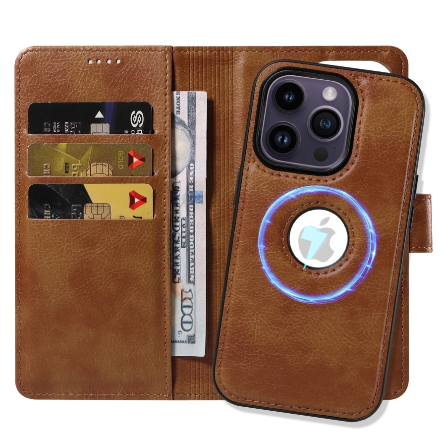 

Phone Case with Magnetic Wallet Leather Pouch Detachable Wallet for iPhone 14 2 in 1 Detachable Back Cover for iPhone 15 Pro