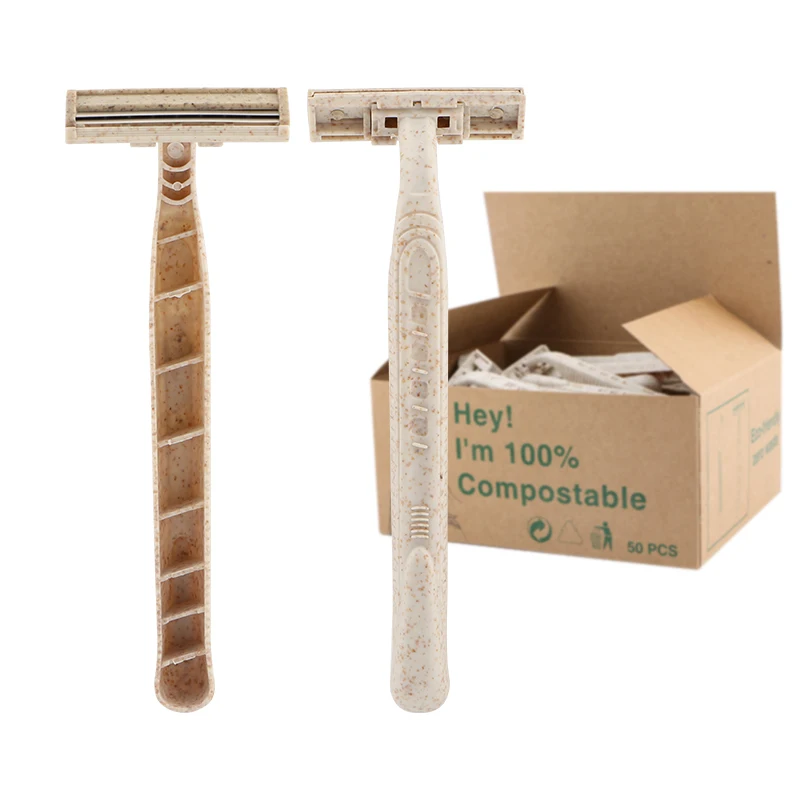 

D211 Eco-friendly Disposable Razor Wheat Straw Double Blade biodegradable Shaving Razors