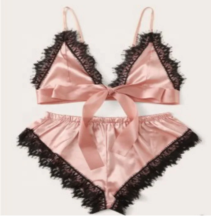 

Hot selling Sheer Sexy Lace Women sleepwear Pajamas Set, Existing or as customer's require