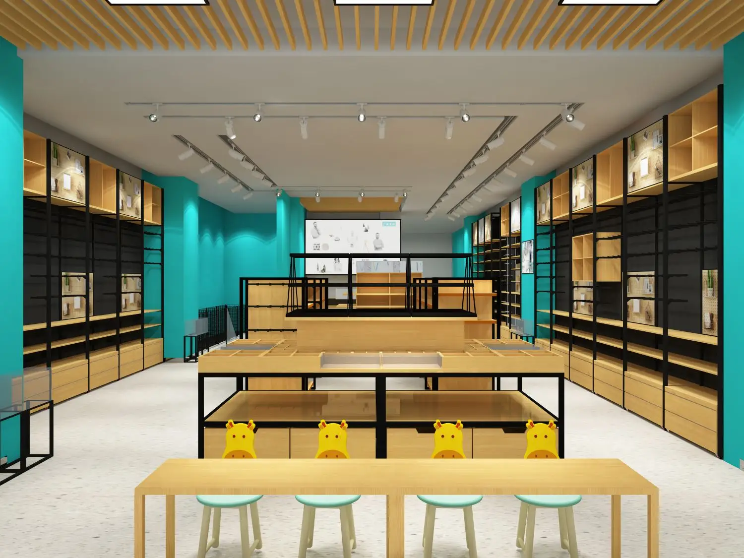 Mini Store Layout 3D - Gift Shop Floor Plan & Display Racks