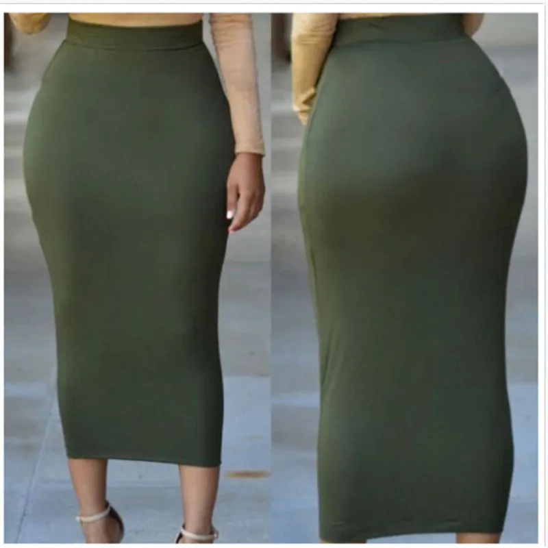 

Muslim Women's Sexy Skinny Thick Skirt Ladies Hips Wrap Bodycon High Waist Elastic Stretch Long Maxi Frauen Pencil Skirts