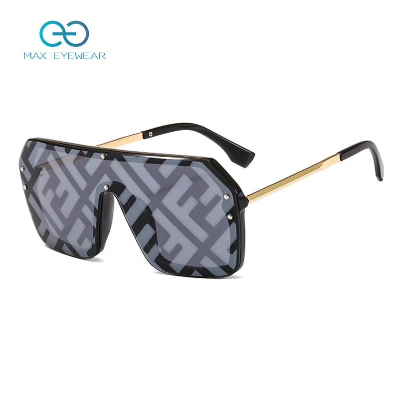

womens oversized aviation frame sunglasses eye shield visor oversize one piece rimless sunglasses for women and men, Multi colors