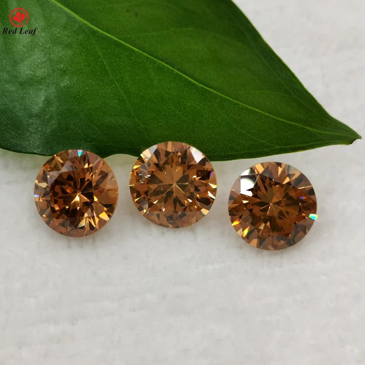 

Redleaf Jewerly Round Shape Cz gems Champagne color Cubic Zirconia, Yellow,lavender,pink,etc