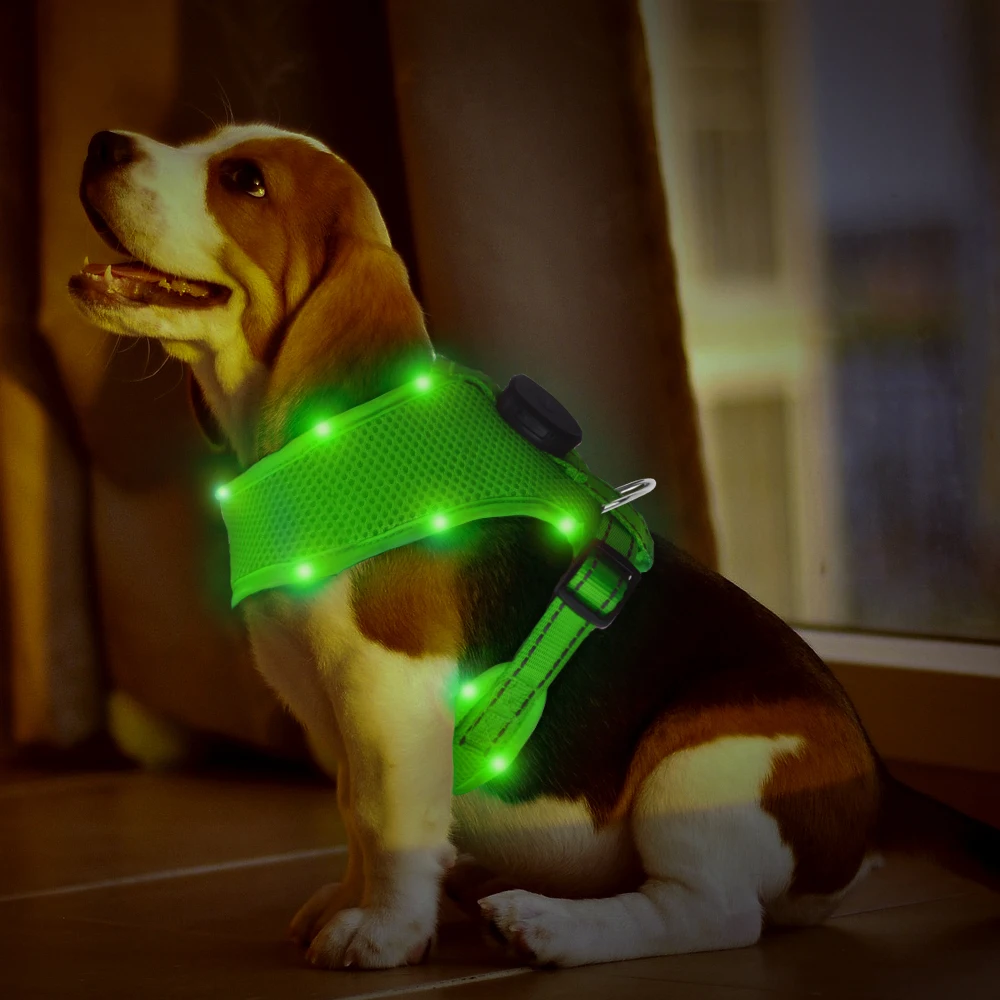 

USB Recharging Nylon Webbing Reflective Adjustable Light Up Glowing Mesh Led Luminous Dog Harness