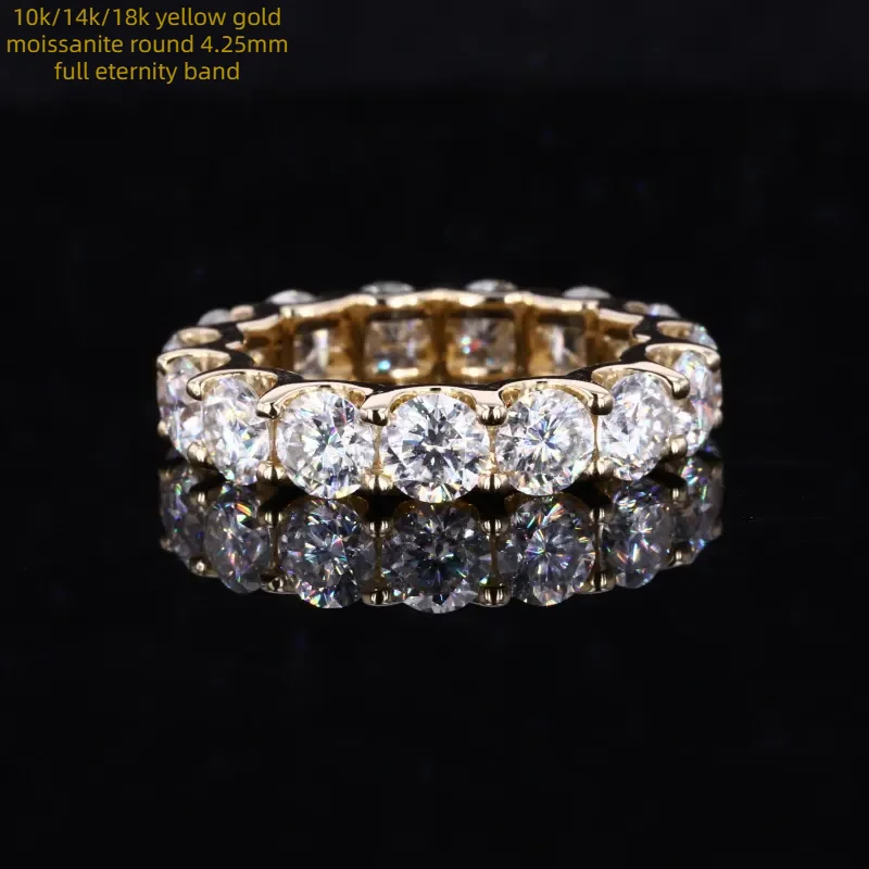 

10k 14k 18K Yellow Gold Ring Wedding Band Full Eternity Lab Grown Moissanite Stone Diamond Jewelry